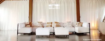 Lounge seating arranged for a wedding reception